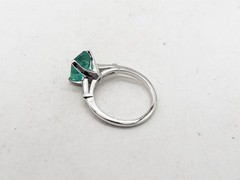 Vintage 1950s $5000 2.30ct AAA+++ Colombian Emerald Diamond 14k White Gold Ring