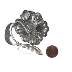 Hector Aguilar Taxco 940 sterling silver 3d flower pin with leaves