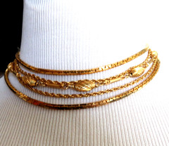 Vintage 1960s signed Francois choker gold tone 5 strand adjustable extender