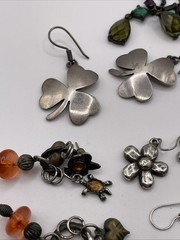 Earrings Large Lot Art Nouveau Style Vtg Costume Jewelry Silver Tone Estate