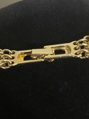 Multiple Gold tone link chain & Faux Pearl Strand Necklace 24 “