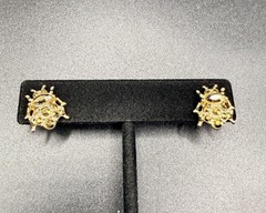 Vintage Gold Tone Rhinestone Bug Insect Stud Earrings