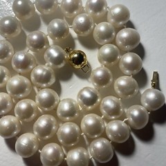 Necklace Cultured Pearl 14k 9mm Ball Clasp Big Pearls 10mm To 11mm Big Pearls