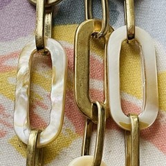Vintage Mid Century Modern Geometric Link Bracelet Mother Of Pearl Magnetic