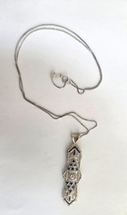 Estate Platinum, 18K YG, 14K White Gold Diamond & Synthetice Sapphire Necklace