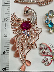 Crystal Rhinestone Bird Butterfly Brooch Pin LOT Peacock Parrot Insect Animal US