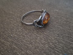Baltic Amber 925 Ring Vintage Silver Artisan Estate 6.5