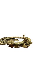 Vintage Gold Tone Ladybug Garden Brooch Rhinestone Floral Bug Pin Nature Gift
