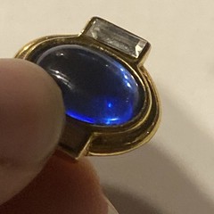 YSL Yves Saint Laurent Blue Glass Cabochon Gold-tone Pierced Earrings