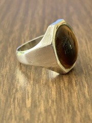 Vintage Mens Tigers Eye 925 Sterling Silver Ring Sz 10