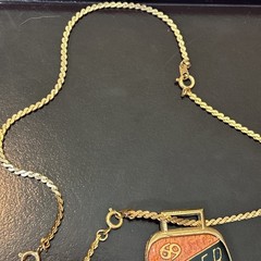 Vintage Cancer Zodiac Enamel Pendant Necklace Double Sided Astrology Crab 27”