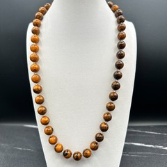 Vintage Lucite Resin Marble Swirl Necklace Chunky Faux Amber Strand Retro 70s