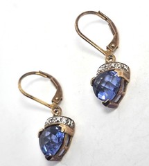Ross Simmons Tanzanite and diamond vermeil gold over sterling silver drop earrin