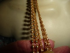 LAYERED 5 STRANDS MIX GOLD TONE CHAINS & BALL BEAD CHAIN NECKLACE #23/2