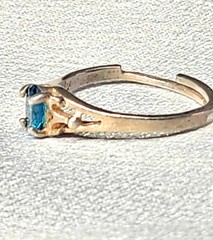 Vintage Sterling Silver London Blue Topaz Adjustable Ring Collectible Unique