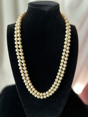 Vintage Double Strand Faux Pearl Necklace Mabe Cabochon Clasp 10mm 107.52g