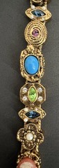 Vintage Victorian Revival charm slide bracelet Cameo Pearl 7”