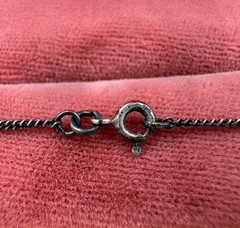ART NOUVEAU FLORAL STERLING SILVER VINTAGE CHAIN NECKLACE 16.5″ L FLOWER CHOKER