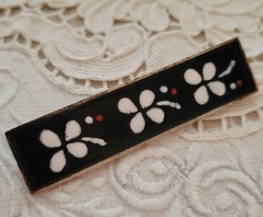 Handarbeit Perli Metall Germany Mid-Century Enamel Copper Flowers Brooch Pin