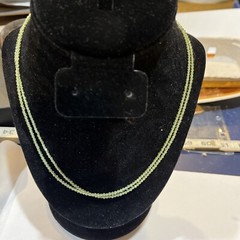 Napier Lime Glass Chips Necklace -36” Marked: N A1 – Silver Plate