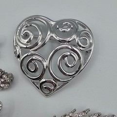 Vtg Silver Tone Brooch Pin Lot Butterfly Stars Heart Feather Rhinestone Sparkle