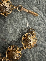 Vintage Brown Glass Panel Link Size 7.5” Gold Tone Tennis Bracelet