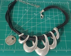 Vtg Sterling Silver MODERNIST Big Collar Necklace Lot 16.5-19.5″ Adjustble