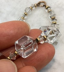Antique VTG Art Deco Gold Filled Rhombic Graduated Cut Crystal Glass Necklace