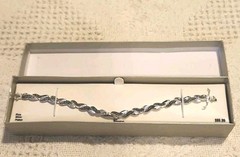Vintage Marcasite-Style Rhinestone Link Bracelet 7.5″ NIB Fine Silver Plate
