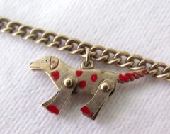 Vintage Czechoslovakia Articulated Animal Charm Bracelet PAT Enamel Farm Animals