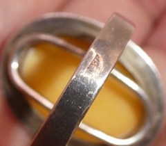 Vintage Ring Sterling Silver Butterscotch Egg Yolk Amber Cabochon Statement