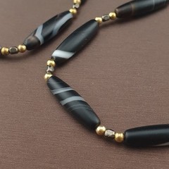 Vintage Tiny Sulaimani Natural Eyes Agate Beads Necklace 24in 6.2–24.2mm
