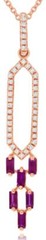 .34CT DIAMOND & AAA RUBY 14KT ROSE GOLD 3D BAGUETTE & ROUND FUN FLOATING PENDANT