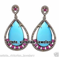 Vintage 2.25Ctw Rose Cut Diamond Gemstone Studded Silver Amazing Earring Jewelry
