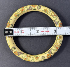 Vintage Japanese Ceramic Bangle Bracelet Beige Tan Paisley Floral