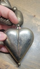 Vintage Puffed Heart Large Metal Necklace Unique