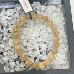 Natural Brazilian Rutilated Quartz Bracelet 8mm Gold Hair Crystal Couple Jewelry