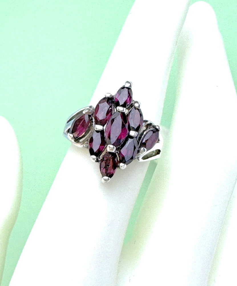 GORGEOUS Vintage AVON Ring SIGNED JJJ Amethyst Cluster size 7