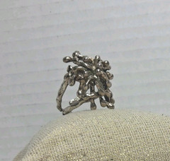 Vintage Sterling Silver Statement Textured Spike Ring Size 9 Adjustable