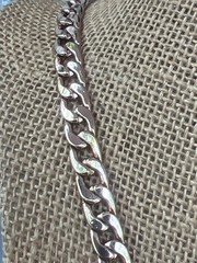 Vintage Gold Tone Cuban Chain Necklace Flat Unisex Lobster Clasp Adj 16″ + 2.5″
