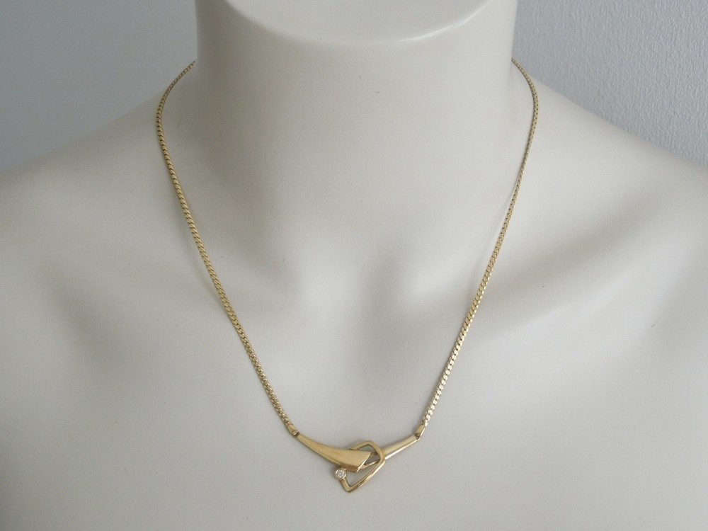 Necklace Collier Double Gold Tone Gold Plated Clear Stone 5.8 G/Approx. 49 Cm