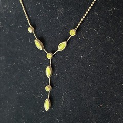 Bronze Bead Ball Green Y-drop Lariat Necklace Y2K Fairy Whimsy Garden Tea Party