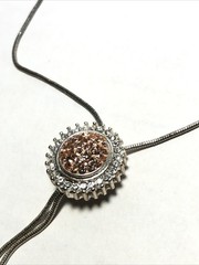 Woman’s Adjustable Slide Charm Bolo Lariat Necklace-Silver Tone W/ Brown Crystal