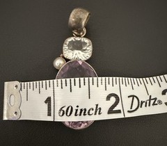 Vintage Artisian 925 Pendant With Light Purple Stone & Pearl Accent