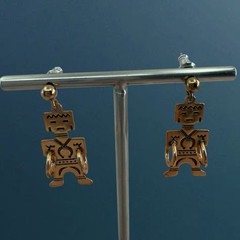 Vintage SIGNED Wheeler WM Co▪️ COPPER Native Kachina Doll Hoop Dancer EARRINGS
