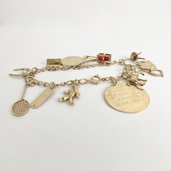 Vintage 1940’s 1950’s Horse Boat Charm Bracelet 14K Yellow Gold, 22.09 Grams