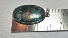 Vintage Handmade Copper Turquoise Oval Pendant pendant Sterling 925 6.87gr
