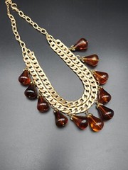 Gorgeous Double Layered Statement Necklace with Acrylic Charm Beads