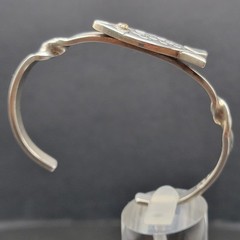 Vintage Taxco Mexico 925 Sterling Silver Fish Bangle Bracelet Twisted Cuff 21g