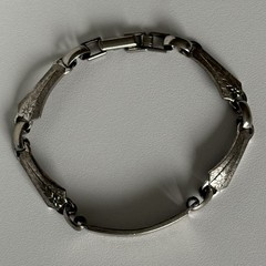 LA MODE Sterling Silver ID Bracelet 7” Floral Vintage Etched SHAROIN 13.58 Grams